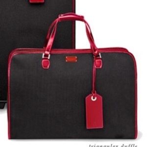 Kate Spade Lisbon Vintage Carryon Duffle Red Leather Trim Red Quilted Inside